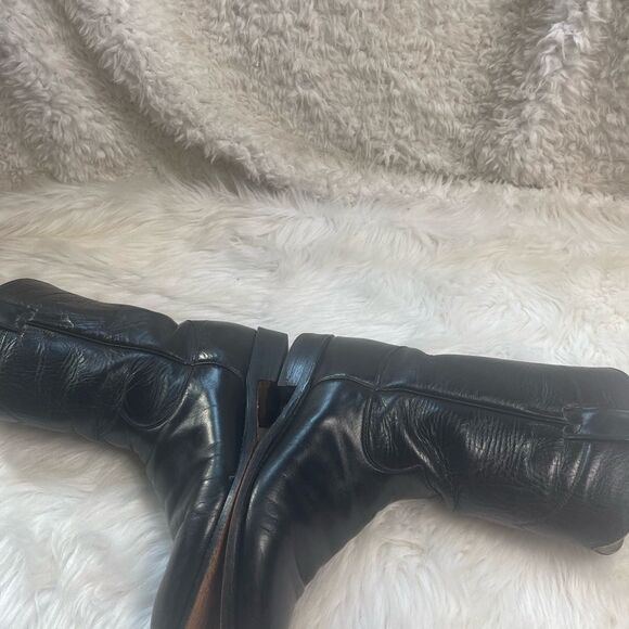 Vintage Justin Classic Black Roper USA Style 3133 Cowboy Boots Mens Size 8 - Picture 8 of 15